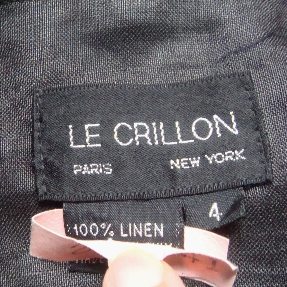 80s Structured Sailor Crisp Black Linen Balloon Sleeve Top - Picture 11 of 16